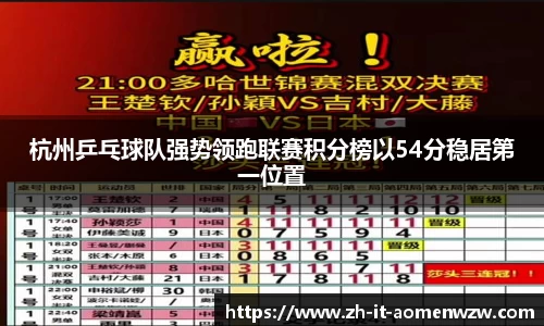 杭州乒乓球队强势领跑联赛积分榜以54分稳居第一位置
